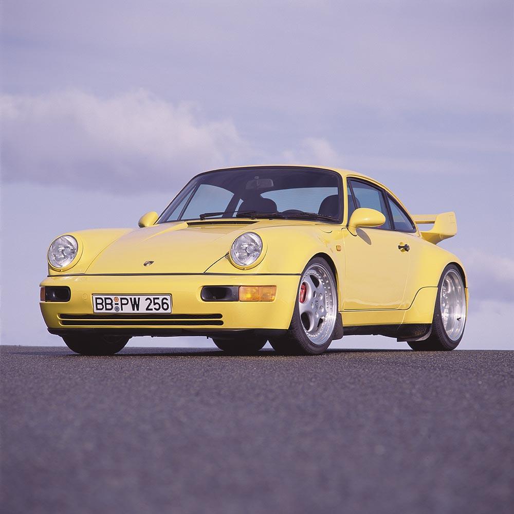 Porsche 964 carrera rs 3 8 jaune face